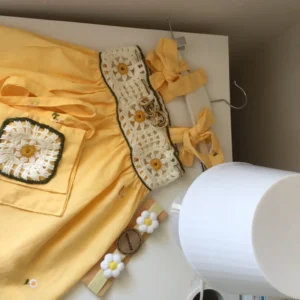Sarı Papatya Elbise Çanta Takım - Görsel 4