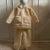 Peluş Ekru Kapüşonlu Takım - Görsel 6