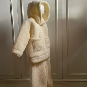 Peluş Ekru Kapüşonlu Takım - Görsel 3
